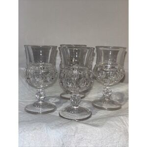 Tiffin Glass kings‎ Crown Franciscan Set of 4 Thumbprint Cordials